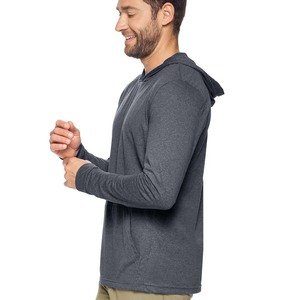 Heather Blue Unisex <b>Mens</b> Long Sleeve <b>T</b>-<b>Shirt</b> Hoodie With Kangaroo <b>Pockets</b> - Product Image 5