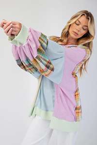 Personnaliser Tissu Mixte Top Daisy Patches Pull pour Femme Hiver - Product Image 2