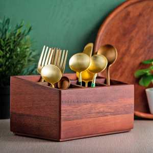 Modern Natural Teak Wood Handmade Utensil <b>Holder</b> Eco-Friendly Solid Wood Kitchen Cutlery Spoon Fork Spatula <b>Storage</b> Organizer - Product Image 3