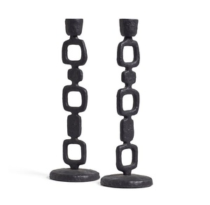 เชิงเทียนโลหะแบบหยักพร้อมก้านแกะสลักแบบไล่ระดับสีและฐานกว้างเน้นความทันสมัยสำหรับการตกแต่งที่หรูหรา - Product Image 5