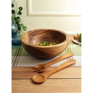 Salade en bois d'acacia Bol à fruits Cuisine Snack Céréales Soupe Alimentaire Bol de service - Product Image 1