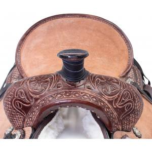 Selle de visiteur western pour cheval en cuir véritable à 100%, design respirant, personnalisable, haute qualité, fabrication OEM/ODM personnalisée au Pakistan - Product Image 6