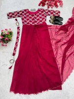Sari tendance en fausse fourrure avec fermeture éclair et broderie pour occasions de fête toutes saisons - par le grossiste Fabzone