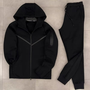 Femmes automne décontracté Gym Sportswear ensemble noir à capuche veste à glissière survêtement pantalon Fitness course respirant Logo imprimé Design - Product Image 1