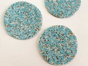 MS HANDICRAFT Sous-verres perlés faits à la main-Sous-verres classiques avec support en polyester (4x4 pouces) Cadeaux religieux d'église portables - Product Image 2