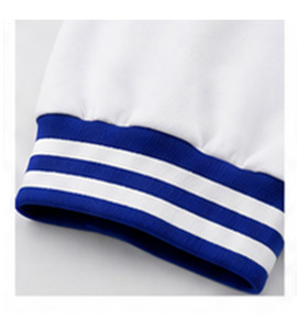Sudadera con Capucha Azul y Blanca de Dos Tonos, Bordada, de Poliéster, con Letras Griegas, Manga Raglán, Forro Polar, Invierno, Casual para Hombre - Product Image 4