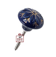 Mode baru biru campuran keramik Tombol kabinet dapur keramik tombol laci nikel perangkat keras keramik tombol