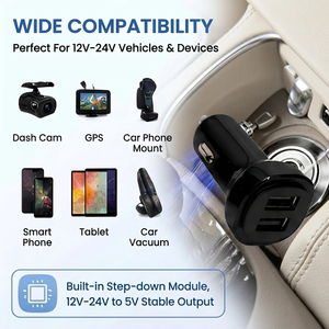 Chargeur de voiture double USB 24W 2 ports USB 5V 2.4A Impression de logo en sérigraphie gratuite 12V 24V Mini double USB pour <span class=keywords><strong>camion</strong></span>, bus, fourgonnette, flotte - Product Image 3
