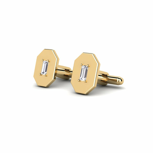 Bouton de manchette en or jaune 10 carats scintillant avec moissanite et diamant pour hommes, accessoire d'affaires et de mariage pour occasions spéciales - Product Image 6