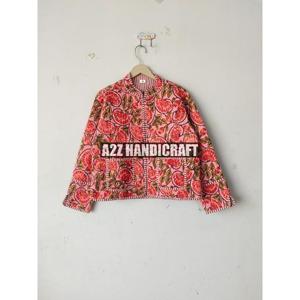 Nouveau Style main bloc imprimé Boho coton veste matelassée avant ouvert Kimono rayure passepoil veste courte - Product Image 1