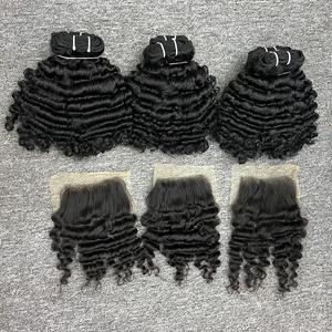 ผมต่อแบบลอนคลื่นลึกสไตล์กัมพูชาสำหรับผู้หญิงผิวดำผมตรง - Product Image 1