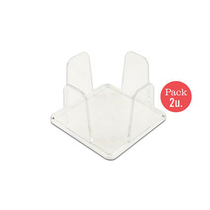 Porte-serviettes transparent 20x20cm en polystyrène PS, 2 pièces, B2B - Product Image 2