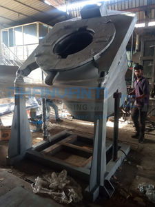 เตาหลอมโลหะอุตสาหกรรมแบบเอียงได้กำลังการผลิต500กก. มอเตอร์220V ปั๊มควบคุมระยะไกลผลิตอัตโนมัติ - Product Image 6