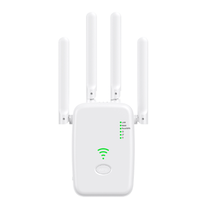 Bộ lặp không dây Bộ khuếch đại tín hiệu <span class=keywords><strong>wifi</strong></span> mở rộng bộ mở rộng bộ định tuyến tần số Kép 1200M Đen Trắng - Product Image 4
