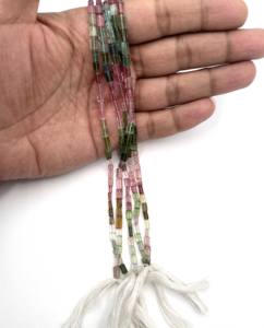 14 Inch 35 CT Polished Natural Multi Tourmaline Gemstone <b>Beads</b> for <b>Necklace</b> Making Gift with Diamond Main Stone - Product Image 5