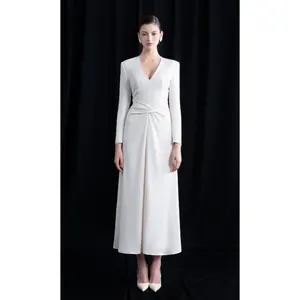 Clothing Women'S Clothing Dresses Factory Price Dia V-Neck Wrap Dress V-Neck 77% Acetate- 23%Polyester Custom Packaging Whiteant Exporter