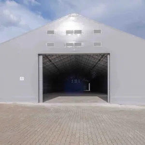 根据客户尺寸在土耳其制造的20x75m桁架钢结构仓库帐篷