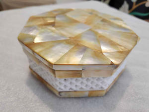 Marble Mother of Pearl Gemstone Jewelry <b>Box</b> Handmade Storage <b>Keepsake</b> Boxes Traditional Art Decor - Product Image 5