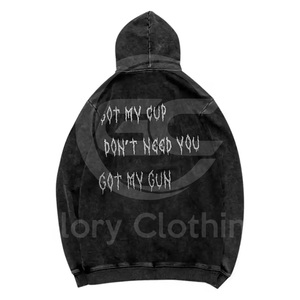 Sudadera con capucha informal de moda callejera para hombre con diseño de bolsillo suave y cómodo ajuste holgado invierno Dtg estampado lavado con ácido cuello con capucha - Product Image 2