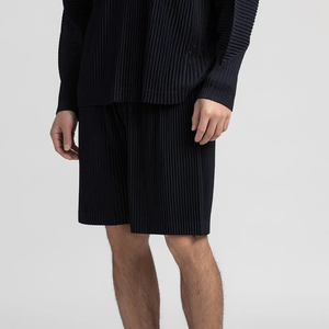 Shorts décontractés pour hommes de haute qualité 100% polyester - Taille élastique, tricoté, uni, teinture unie, couleur unie, genou, été, plage, ample, tendance - Product Image 4