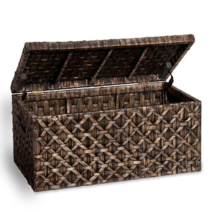 Baúl organizador hecho a mano de jacinto de agua de primera calidad, baúl grande de almacenamiento con tapa - Product Image 4