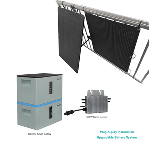 Sistema Solar de balcón apilable de eficiencia energética, batería de litio inteligente de 2KW y <span class=keywords><strong>microinversor</strong></span> con <span class=keywords><strong>paneles</strong></span> monocristalinos flexibles - Product Image 3