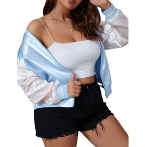 ¡Novedad de 2025! Chaqueta de satén bordada para mujer, logotipo personalizado, bordado para mujer, nuevo estilo personalizado, bombardero de satén, chaquetas de satén para mujer - Product Image 4