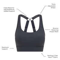 Soutien-gorge de sport sans bretelles pour femme - Finition brossée, bonnets C/D, push-up, sans armatures, grande taille, pour yoga, gym, course à pied, fitness, avec bretelles croisées