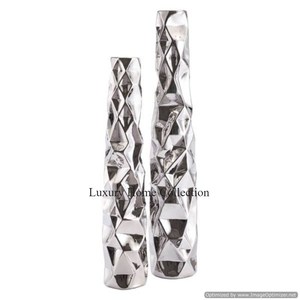 Vase indien fait à la main au design extra ordinaire avec conception de crevaison au design moderne couleur or ensemble de 2 jardinières et pots de décoration de sol - Product Image 2