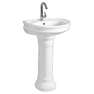 Juego de lavabo de Pedestal para baño, juego de lavabo de Pedestal de cerámica de pie, juego de lavado de Pedestal con orificio para Hotel - Product Image 1