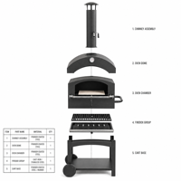 Four à pizza d'extérieur 12 pouces avec brûleur au bois, 400 ° Four à pizza C Max 156 cm de hauteur avec thermomètre et grille de cuisson