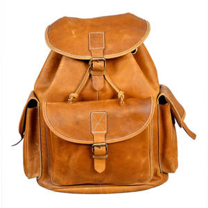 Mochila de viaje portátil de cuero genuino multifunción de negocios de gran oferta de proveedor indio - Product Image 1