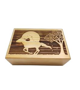 Handcrafted Horse Rider Wooden Cremation Urns <b>for</b> Human <b>Ashes</b> Adult Large <b>Box</b> Burial Urns <b>for</b> Columbarium (250 LB - Pinewood) - Product Image 1