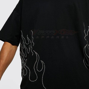 T-shirt pour homme cool avec strass, graphismes audacieux et design brillant pour la vie nocturne, T-shirt pour homme imprimé avec des strass - Product Image 4