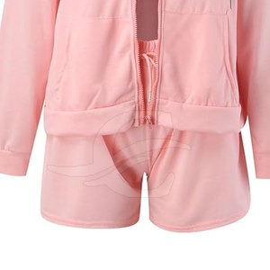 Sudadera con capucha de color personalizada para mujer y conjunto corto último diseño 100% ropa informal de algodón con mangas largas - Product Image 6