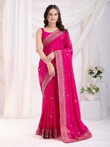 Meilleures ventes Nouveau designer Occasion de fête de mariage Chinnon Silk Saree Fashionable Sarees à vendre aux prix de gros - Product Image 6