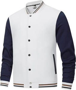 Blouson universitaire homme grande taille personnalisé avec logo, col montant, style Letterman uni, en toile, vente en gros - Product Image 6