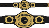 Ceinture de championnat de boxe personnalisée et réglable, robuste, avec plaques latérales à logo pour équipement de fitness MMA/Boxe