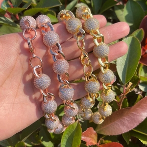 VVS1 Moissanite Ball Link Hip Hop Chain 18MM Iced Out Rapper Style Collier pour homme Collier Hip Hop en argent sterling 925 - Product Image 1