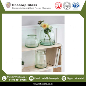 Jarrón de cristal laminado con borde grueso reciclado transparente grande más vendido para decoración de hotel y hogar - Product Image 2