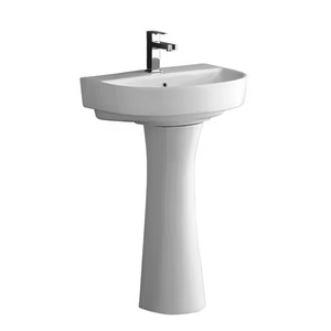Lavabo de cerámica blanca de Arte Moderno con soporte-Pedestal de lavabo de pie para baño y uso interior/exterior - Product Image 5