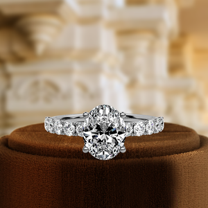 Anillo de compromiso de oro de 14K con solitario y detalles de media pavé, diamante de laboratorio de 1 quilate con corte ovalado, certificado IGI, clásico, para mujer, ideal para fiestas. - Product Image 2