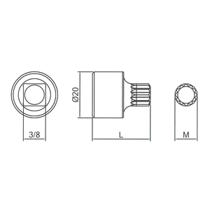OEM ODM Low Profile <b>Spline</b>-bit <b>Socket</b> 9pcs 3/8" x25 mmL - Product Image 3