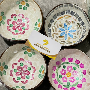 Bol en coquille de noix de coco laqué en nacre décoratif peint à la main, décoration de table de luxe pour la cuisine et la maison - Caryln - Product Image 4