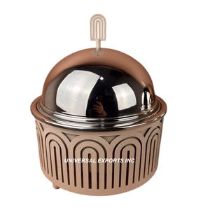 Juego de dos ollas de metal, última nueva colección, calentador de alimentos de diseñador, cazuela de metal de forma redonda para Hotel - Product Image 6