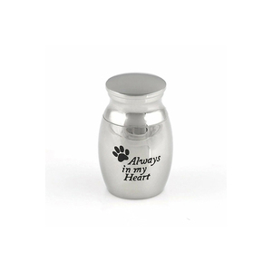 Stainless Steel Pet <b>Urn</b> Teardrop Shape Airtight Always in My Heart Paw Print Design for Dogs - Product Image 1