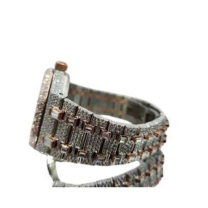 Reloj de Lujo Personalizado con Diamantes de Moissanita VVS1 Cultivados en Laboratorio para Hombre, Diseño Bicolor Oro Rosa/Plata, Reloj de Pulsera Brillante - Product Image 1