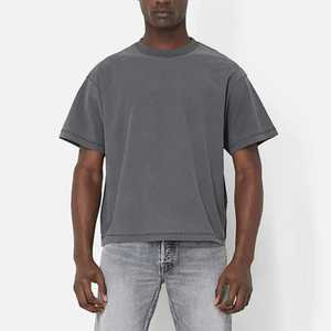 เสื้อยืดโอเวอร์ไซส์ของผู้ชายรุ่นครอปผ้าฝ้ายฟอกลายสกรีนแบบกำหนดเอง100% - Product Image 3