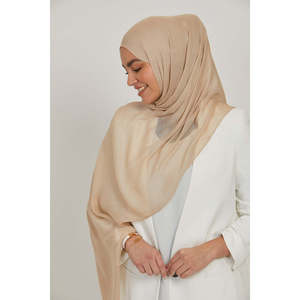 เครื่องประดับเสื้อผ้ามุสลิมแบบดั้งเดิมฮิญาบผ้าลินินลายพีแคนน้ำหนักเบา - Product Image 3