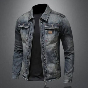 Veste en jean élégante pour hommes Vêtements décontractés Vente en gros OEM Veste en coton denim de haute qualité pour hommes personnalisée Couleur noire - Product Image 3